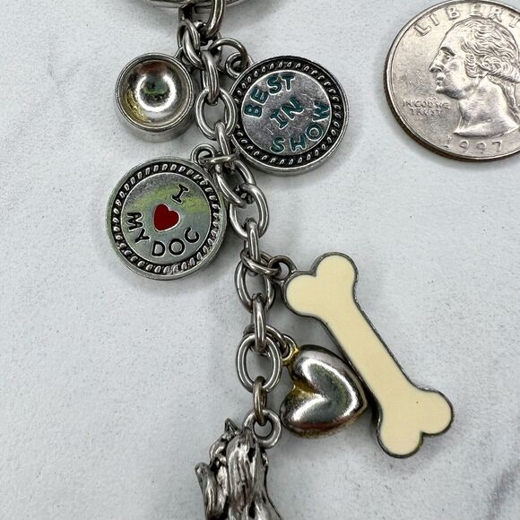 Silver Tone Best in Show I Heart Love My Dog Charms Keychain Keyring - Picture 3 of 8